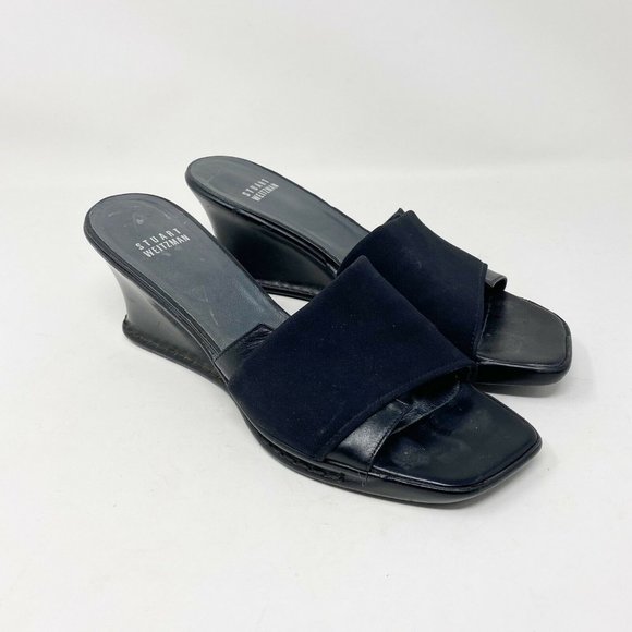 STUART WEITZMAN Black Retro 90’s slides wedges